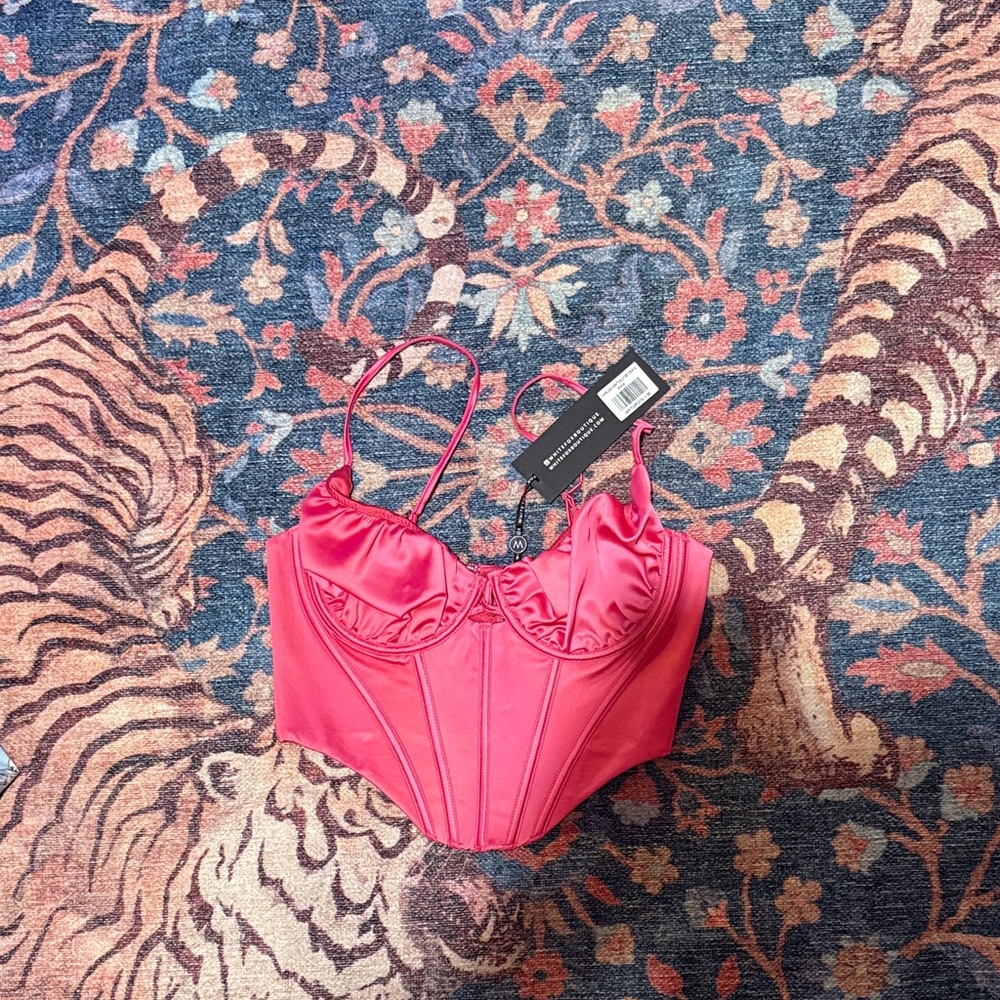 White Fox Boutique Vibrant Pink Satin Top
